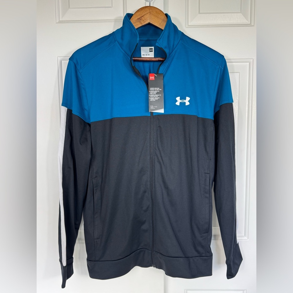 NWT Men's UNDER ARMOUR Training Blue/Blk Warm Up Full Zipper Track Jacket Size M